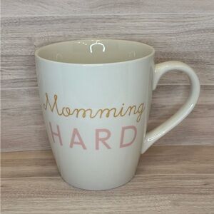 Momming Hard Giant Ceramic Threshold 50oz. Mug - Cream with pastel colors